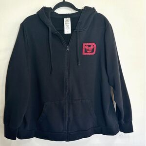 Walt Disney World Park Minnie Mouse Bedazzled Black Zip-Up Hoodie Plus Size 1X